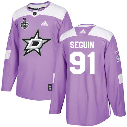 Men Adidas Dallas Stars #91 Tyler Seguin Purple Authentic Fights Cancer 2020 Stanley Cup Final Stitched NHL Jersey
